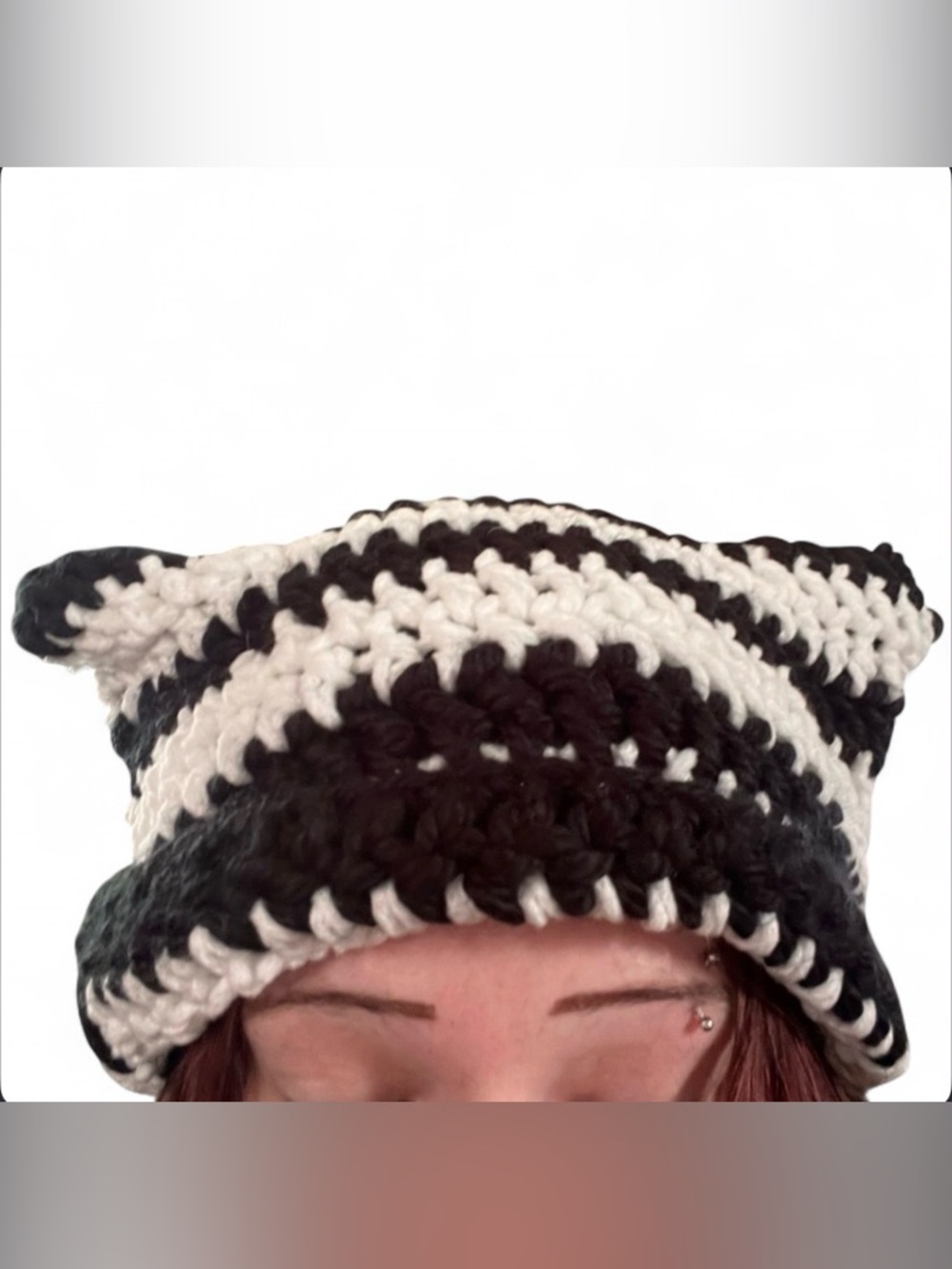 Handmade (by me🩷) Black & White Crochet Beanie Hat - Women Accessories